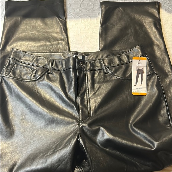 Joie Black Vegan Faux Leather. The Joie Pant. NWT  size 12 - Picture 10 of 15